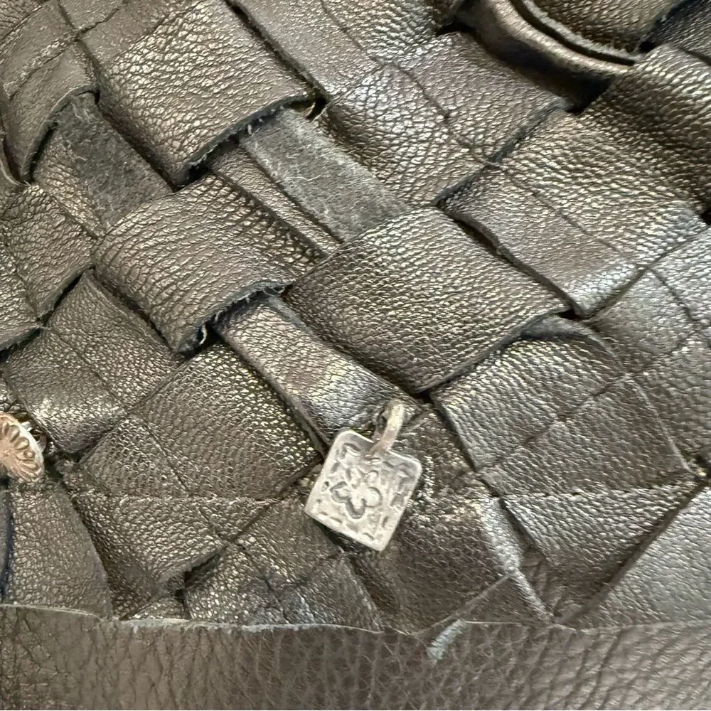 Henry Beguelin Black Pebbled/Woven Shoulder Bag